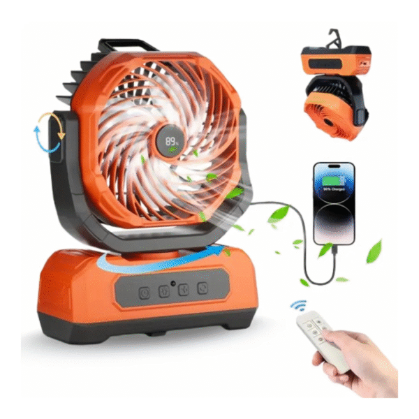 Ventilador Portátil de Camping (Color Naranja)