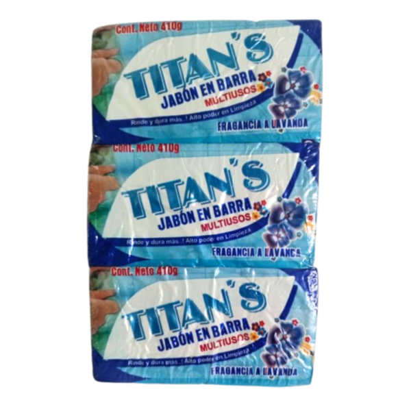 Jabón en barra Multiuso Fragancia Lavanda - Titans (410g) Jabón en Barra Multiuso-Fragancia Lavanda - Titans (3U x 410g)